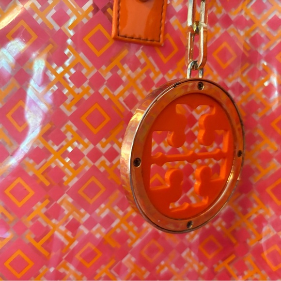 Tory Burch Orange Tote Bag with Geometric Pattern - Picture 2 of 4